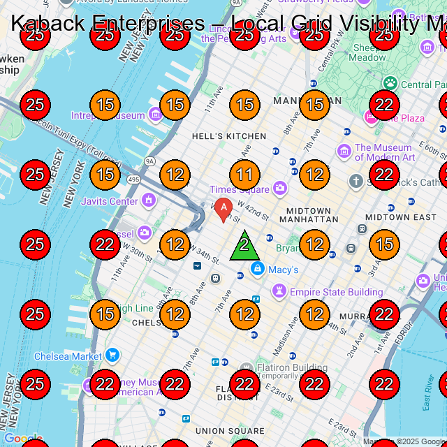 Kaback Enterprises GeoGrid visibility map for Hvac Contractor in New York